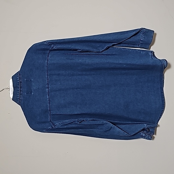 New Directions Denim Long Sleeve Christmas Shirt Embroidered Sz S Silver Buttons - Picture 5 of 5